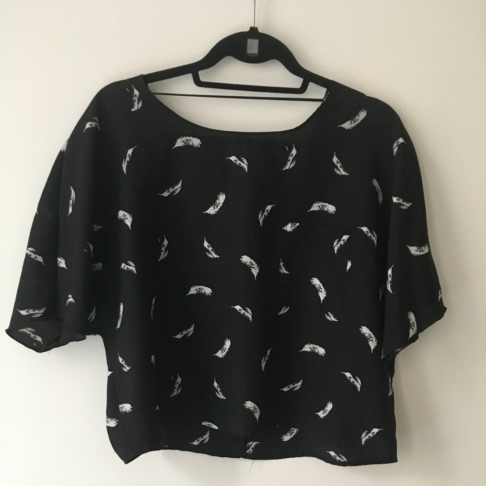 Oversized Feather-Detail Blouse